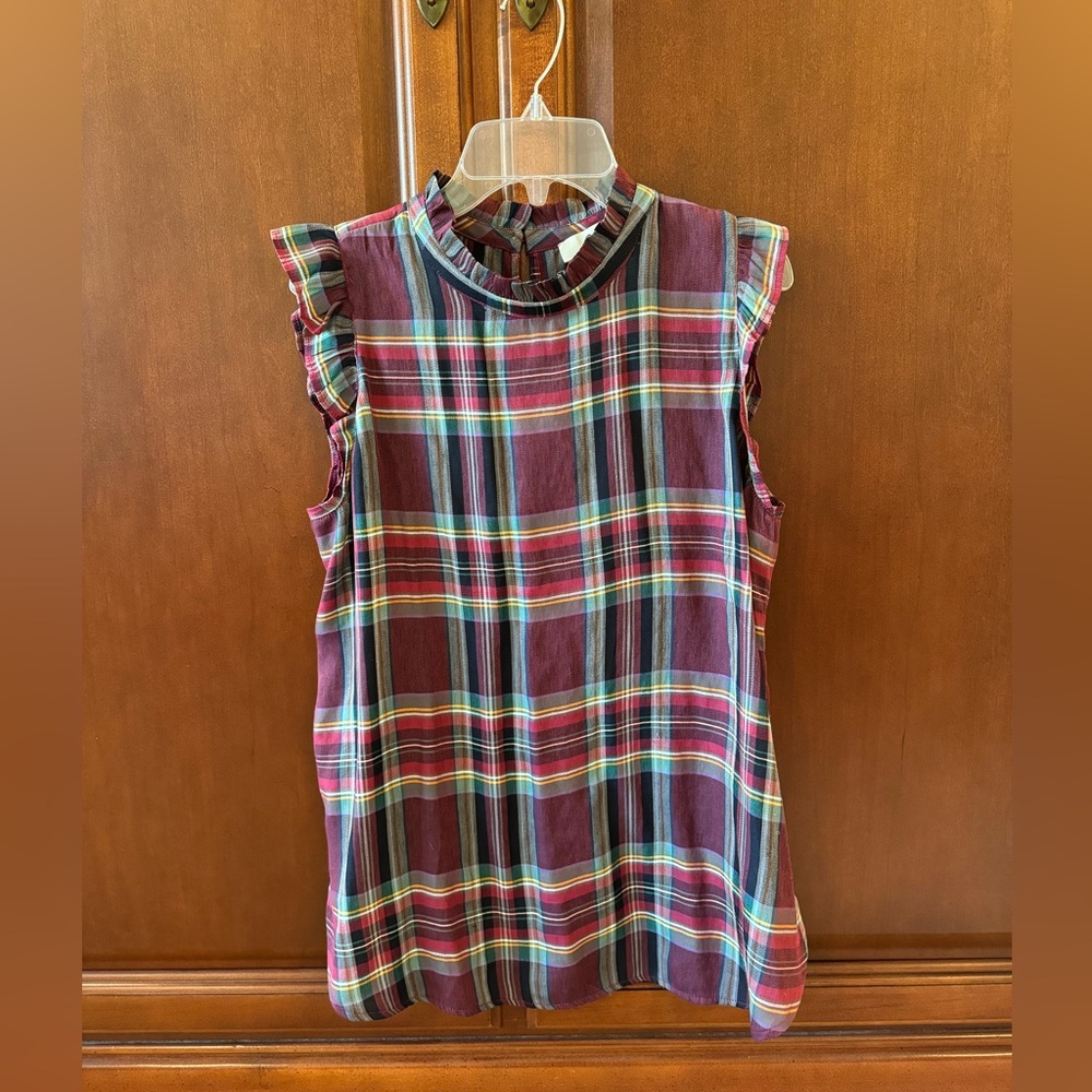 LOFT flowy top plaid longer tunic length